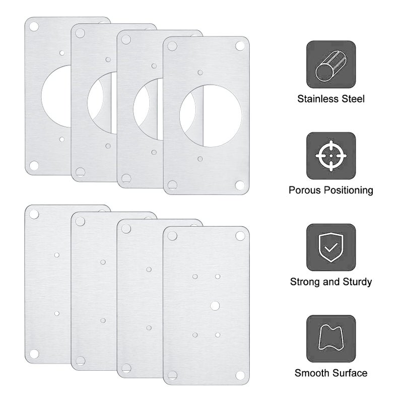 HexinYigjly 8 Pcs Cabinet Hinges Repair Plates, Cabinet Doors Hinge Repair Kit Stainless Steel Furniture Cabinet Drawer Window Repair Plates with Screwdriver - Image 3