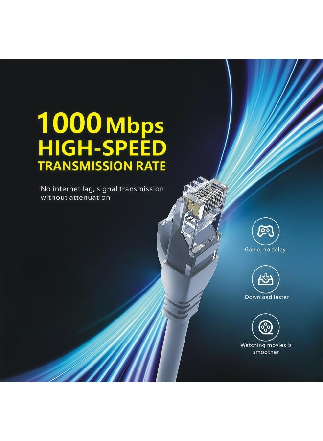 30m CAT6 Ethernet Cable,Ethernet Cable Cat 6 Braided Cat6 Gigabit High Speed 1000Mbps Internet Cable Gold Plated RJ45 Shielded Network LAN Cord,Compatible with PS5 PS4 Xbox One Smart TV Switch Router Wifi Extender Patch Panel 30M(Black) - Image 3