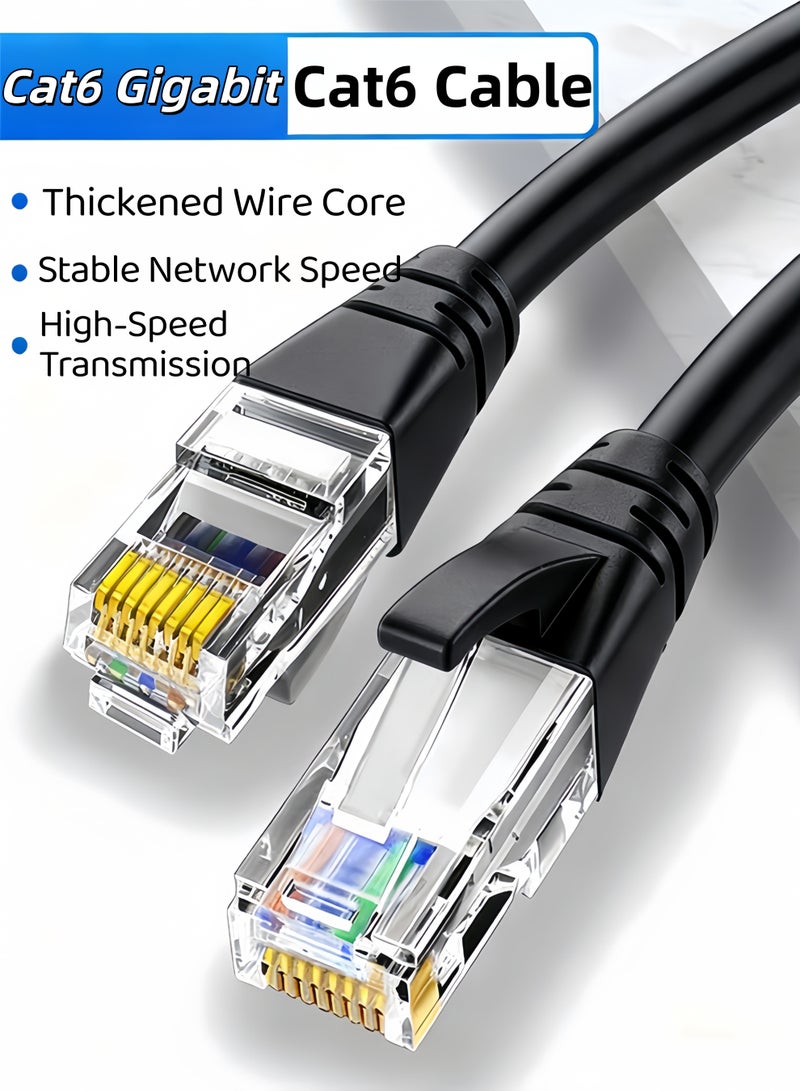 30m CAT6 Ethernet Cable,Ethernet Cable Cat 6 Braided Cat6 Gigabit High Speed 1000Mbps Internet Cable Gold Plated RJ45 Shielded Network LAN Cord,Compatible with PS5 PS4 Xbox One Smart TV Switch Router Wifi Extender Patch Panel 30M(Black) - Image 1
