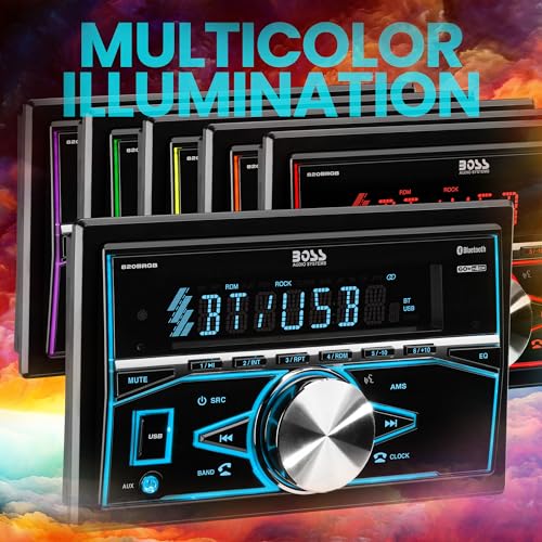 BOSS Audio Systems 820BRGB Car Stereo - Double Din, Bluetooth, No CD DVD Player, AM/FM Radio Receiver, Multi Color Illumination, Wireless Remote Control, Aux in, USB - Image 4