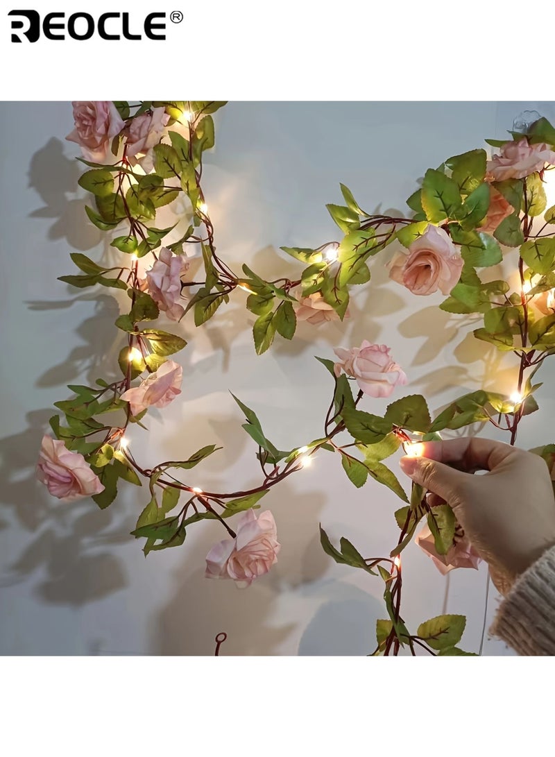 ريوكل ٢٠ أضواء سلسلة شريط روز شامبانيا LED ٢ متر كرمة زهور مع مفتاح تحكم تعمل بالبطارية مادة بلاستيكية مناسبة للديكور غرفة النوم الحفلات الزفاف درج - Image 4