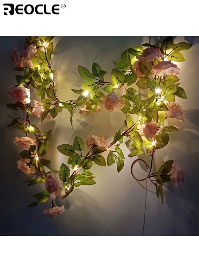 ريوكل ٢٠ أضواء سلسلة شريط روز شامبانيا LED ٢ متر كرمة زهور مع مفتاح تحكم تعمل بالبطارية مادة بلاستيكية مناسبة للديكور غرفة النوم الحفلات الزفاف درج - Image 3