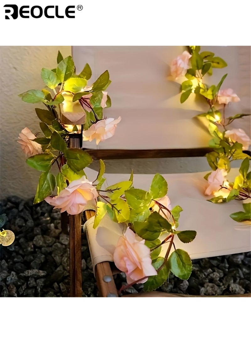 ريوكل ٢٠ أضواء سلسلة شريط روز شامبانيا LED ٢ متر كرمة زهور مع مفتاح تحكم تعمل بالبطارية مادة بلاستيكية مناسبة للديكور غرفة النوم الحفلات الزفاف درج - Image 5