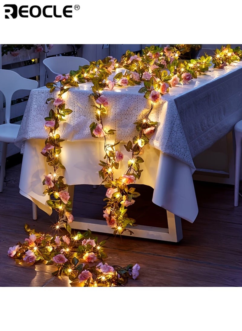 ريوكل ٢٠ أضواء سلسلة شريط روز شامبانيا LED ٢ متر كرمة زهور مع مفتاح تحكم تعمل بالبطارية مادة بلاستيكية مناسبة للديكور غرفة النوم الحفلات الزفاف درج - Image 2