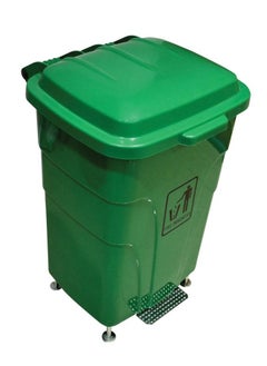 Generic Pedal-Operated Waste & Garbage Bin | Functional Trash Bin | Durable Plastic Finish | Sturdy Base With Four Metal Rods | Suitable For Indoor & Outdoor Settings | 70 Liters | Green 