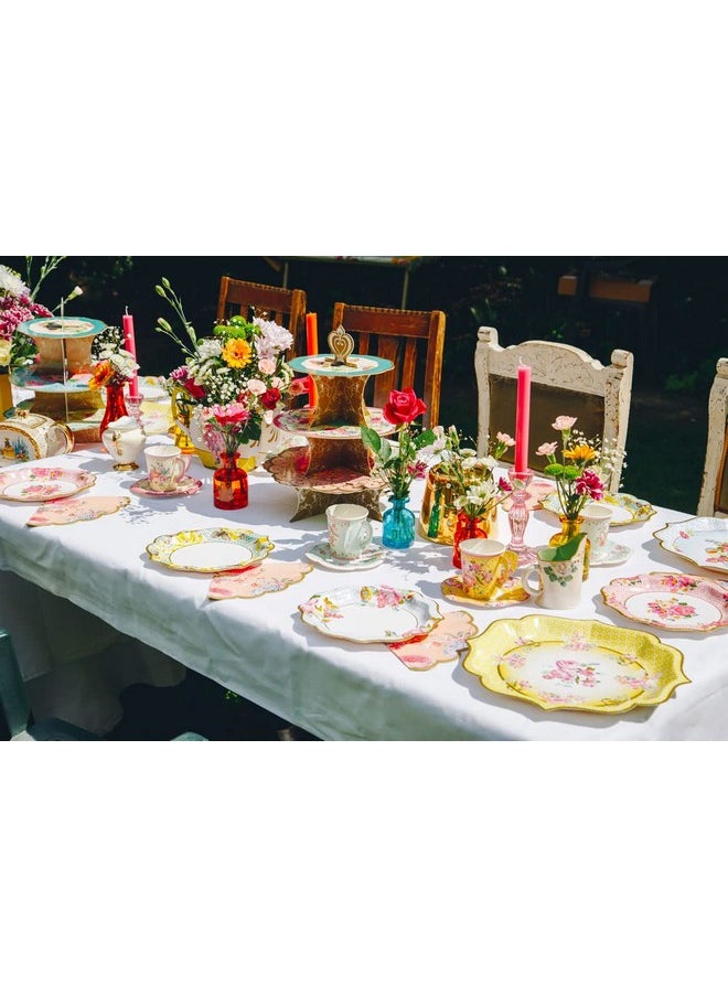 Talking Tables Talking TablesVintage Floral Paper Plates Pack of 24 - Pink, Blue, Yellow, Scalloped Edge, Truly Scrumptious, Disposable Tableware For Birthday, Garden Party, Afternoon Teas, Baby Shower, Wedding  - Image 2