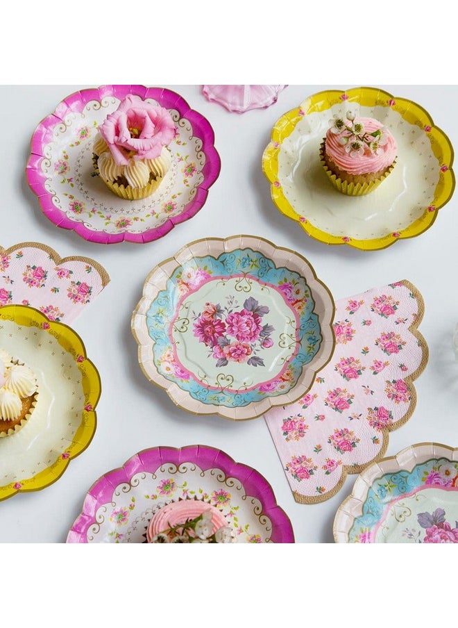 Talking Tables Talking TablesVintage Floral Paper Plates Pack of 24 - Pink, Blue, Yellow, Scalloped Edge, Truly Scrumptious, Disposable Tableware For Birthday, Garden Party, Afternoon Teas, Baby Shower, Wedding  - Image 4