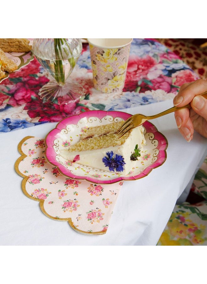 Talking Tables Talking TablesVintage Floral Paper Plates Pack of 24 - Pink, Blue, Yellow, Scalloped Edge, Truly Scrumptious, Disposable Tableware For Birthday, Garden Party, Afternoon Teas, Baby Shower, Wedding  - Image 3