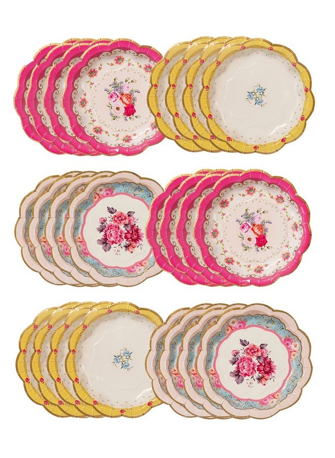 Talking Tables Talking TablesVintage Floral Paper Plates Pack of 24 - Pink, Blue, Yellow, Scalloped Edge, Truly Scrumptious, Disposable Tableware For Birthday, Garden Party, Afternoon Teas, Baby Shower, Wedding  - Image 1
