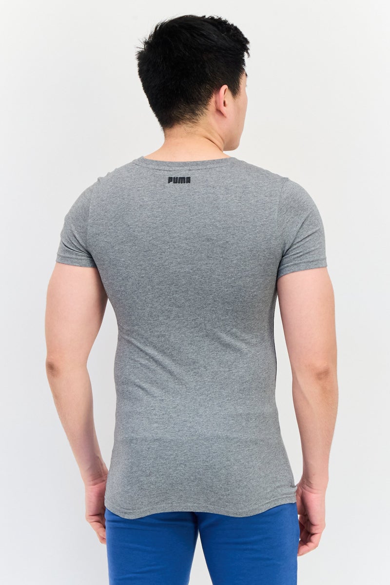 PUMA تي شيرت رجالي ضيق مع طباعة جرافيك للخارج، رمادي - Image 3
