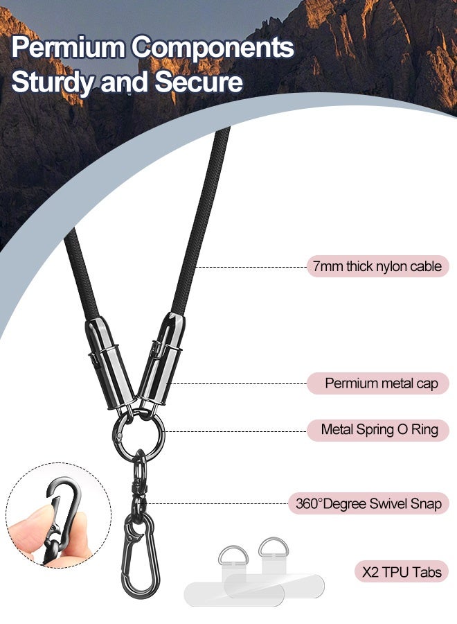 بشكل مختصر حبل هاتف 2 في 1 مزود بكابل شحن سريع مدمج من USB-C إلى USB-C، وسلك نقل بيانات نايلون عالي السرعة 60 وات، وحزام معصم متقاطع للآيفون 17 16 15، وسامسونج S25 S24 Ultra S23 FE، وموتو رازر/إيدج 2024، وبيكسل 9 برو. - Image 3