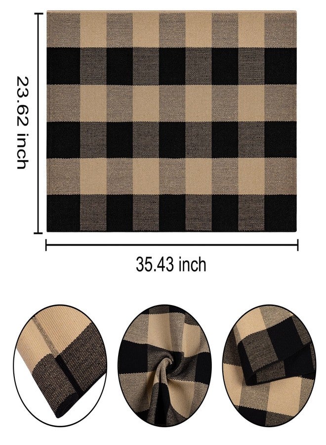 BUAGETUP Checkered Front Door Mat Outdoor 24''x35''Buffalo Plaid Outdoor Rug Cotton Washable Layered Doormat for Bedroom,Bathroom,Farmhouse,Entryway,Home Entrance - Image 2