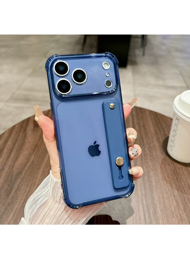 إكس ليفيل حالة لـ iPhone 17 Pro ، حامل الشريط مع معصم الركض ، واضح ناعم TPU واقي مقاوم للصدمات غطاء قوي ، حلقة قبضة اليد القابلة للتعديل لـ iPhone 17 Pro 6.3 بوصة زرقاء - Image 1