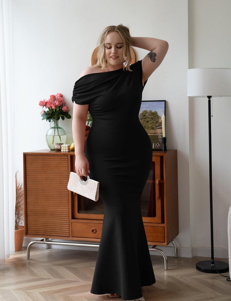YMDUCH Women's Elegant Sleeveless Off Shoulder Bodycon Long Formal Party Evening Dress Black - Image 4