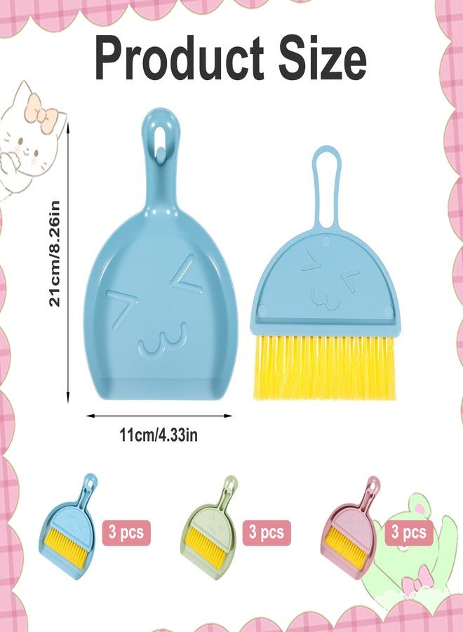 PercyEffie 9pcs mini Broom and Dustpan Set Small Broom and Dustpan Set with Handle Portable Desktop Sweep Tools mini dustpans and Brush Sets for Car Interior,Cleaning Tools,Sofa3 Colors - Image 2