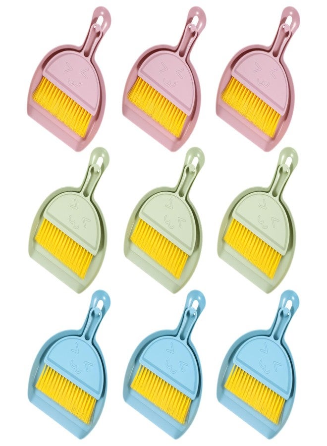 PercyEffie 9pcs mini Broom and Dustpan Set Small Broom and Dustpan Set with Handle Portable Desktop Sweep Tools mini dustpans and Brush Sets for Car Interior,Cleaning Tools,Sofa3 Colors - Image 1