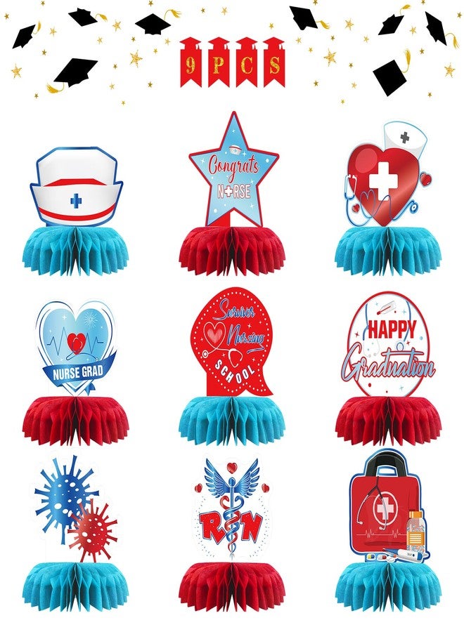 INNORU Nurse Graduation Table Honeycomb Centerpieces, Congrats Nurse RN Grad Party Table Toppers Nursing School Graduation Decoration Supplies Medical Theme Table Centerpieces 9 PCS - Image 1