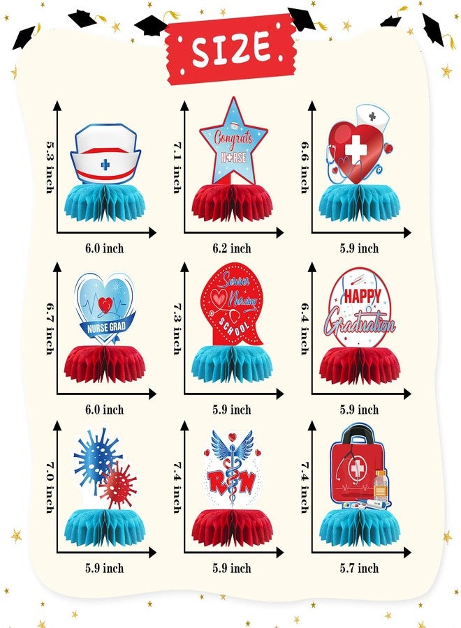 INNORU Nurse Graduation Table Honeycomb Centerpieces, Congrats Nurse RN Grad Party Table Toppers Nursing School Graduation Decoration Supplies Medical Theme Table Centerpieces 9 PCS - Image 2