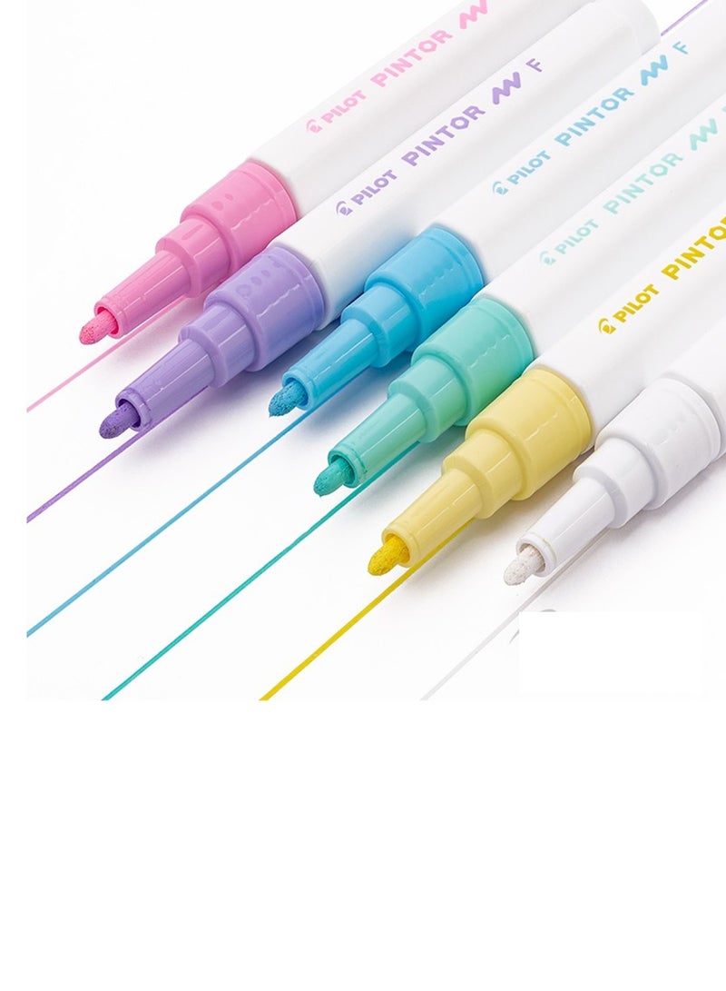 PILOT 6-Piece Pintor Water Based Paint Marker Fine 1.0mm Tip Pastel Colours - Image 2