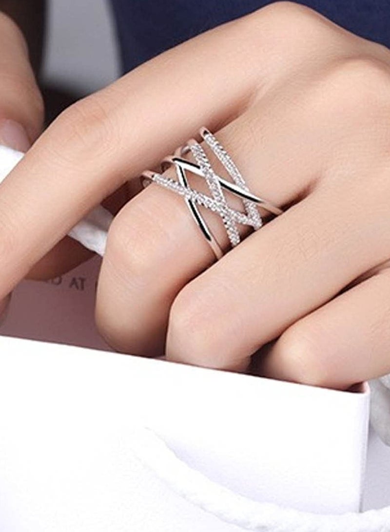 SYNSYB Elegant Platinum Plated Adjustable Solitaire Ring for Women - Fashionable Gift with Luxury Gift Box - Image 4