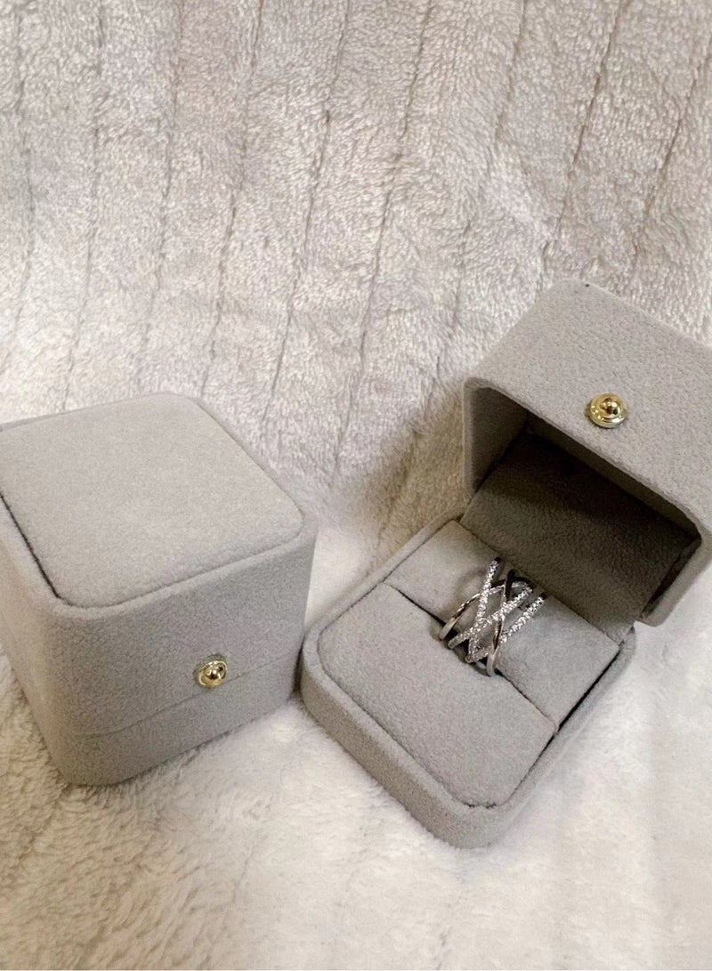 SYNSYB Elegant Platinum Plated Adjustable Solitaire Ring for Women - Fashionable Gift with Luxury Gift Box - Image 3
