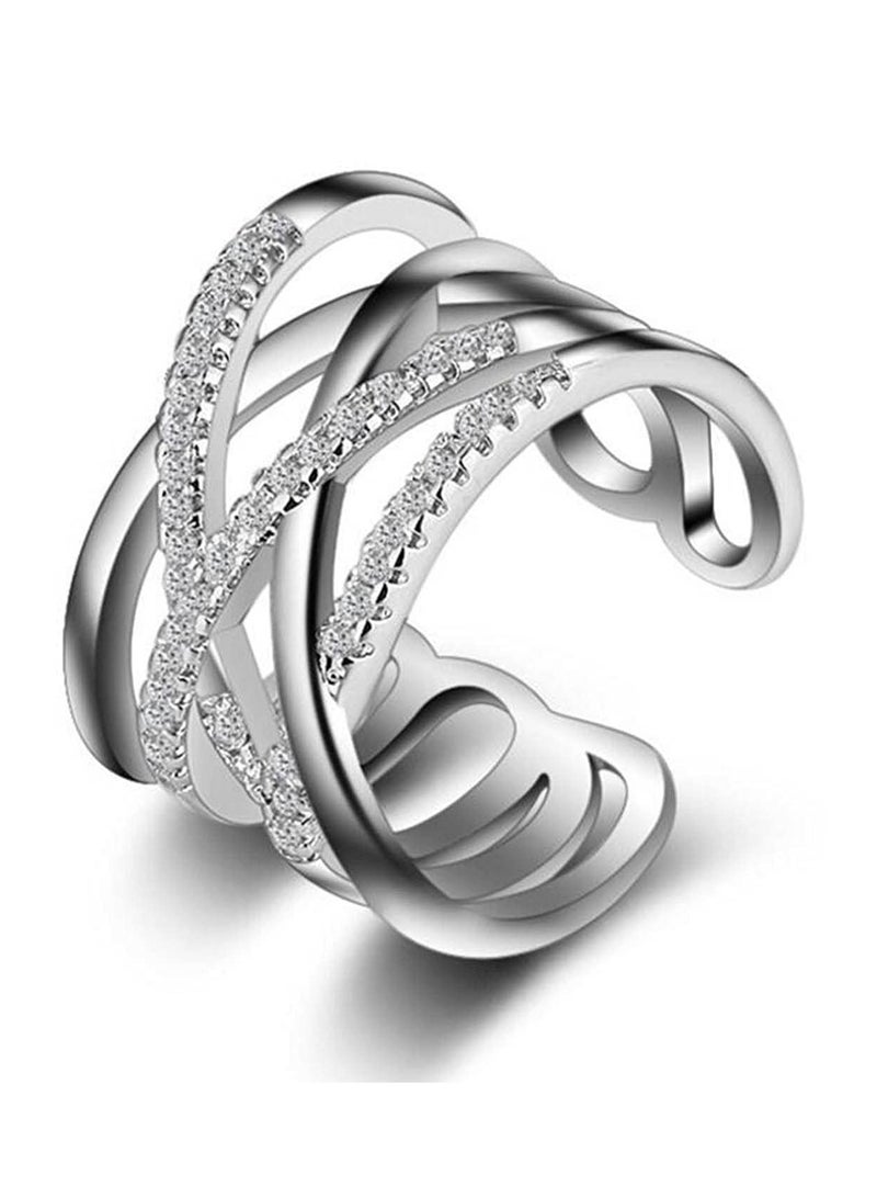 SYNSYB Elegant Platinum Plated Adjustable Solitaire Ring for Women - Fashionable Gift with Luxury Gift Box - Image 1