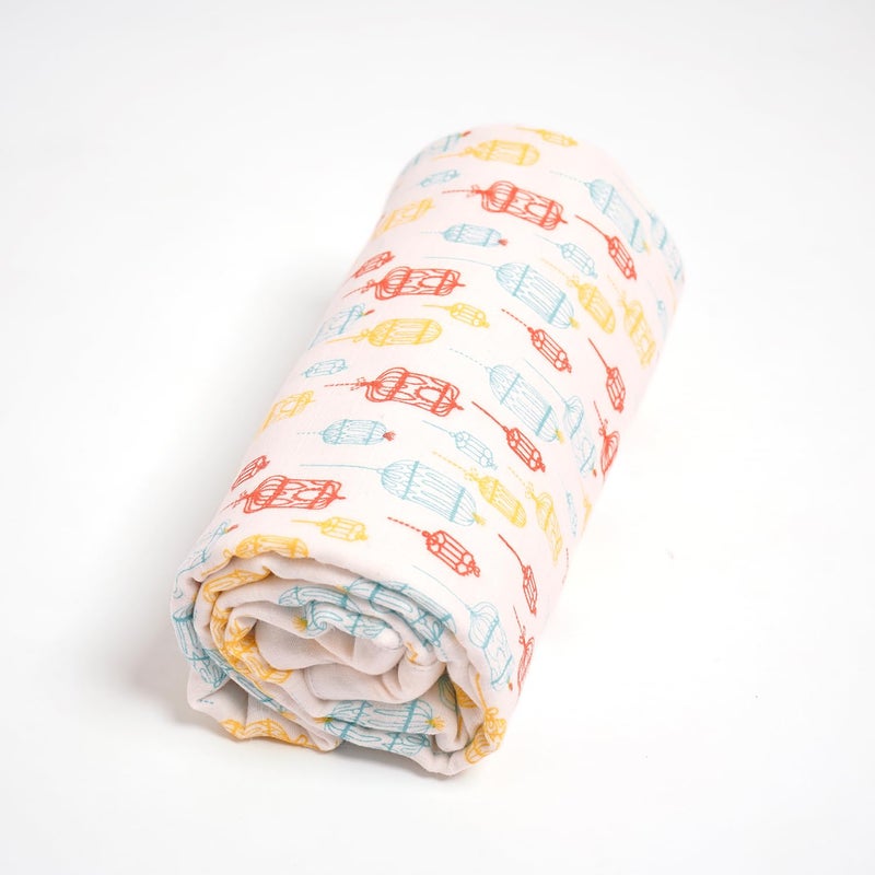 TIDY SLEEP Waterproof Baby Dry Sheet with Muslin Swaddle for New Born Red Small (Lamp) - Image 3