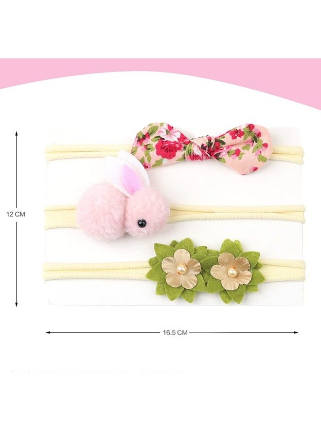 Syga Baby Nylon Headband Bow Head Flower Children'S Headwear Hair Accessories Set Of 3 Pcs (Hairband 3Color 4) - Image 4
