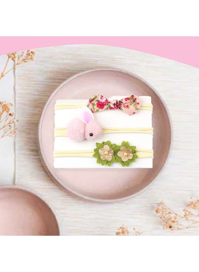 Syga Baby Nylon Headband Bow Head Flower Children'S Headwear Hair Accessories Set Of 3 Pcs (Hairband 3Color 4) - Image 3