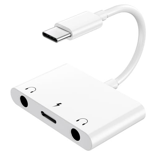 UWECAN محول صوت USB C إلى 3.5 مم من UWECAN، 3 في 1 موزع سماعات رأس USB C مزدوج 3.5 مم وشحن سريع PD 60W، متوافق مع iPhone 15 16، Galaxy S22 S21/Note 20، Pixel 4 3 XL، Huawei، إلخ - Image 1