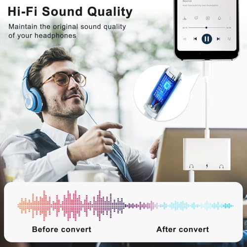 UWECAN محول صوت USB C إلى 3.5 مم من UWECAN، 3 في 1 موزع سماعات رأس USB C مزدوج 3.5 مم وشحن سريع PD 60W، متوافق مع iPhone 15 16، Galaxy S22 S21/Note 20، Pixel 4 3 XL، Huawei، إلخ - Image 5