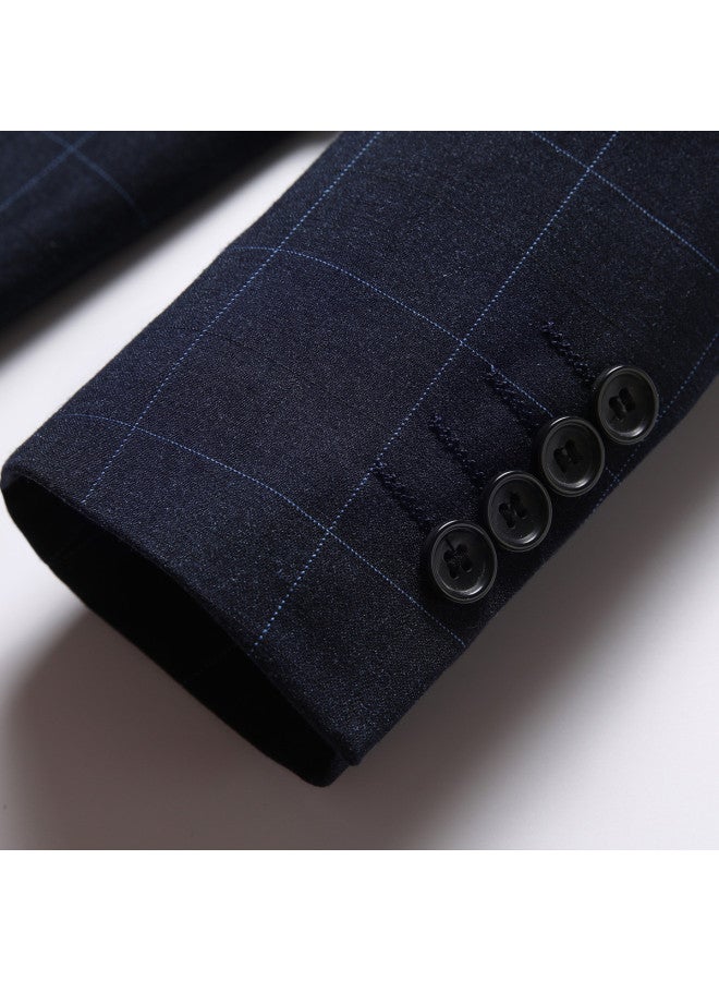 ROMON بليزر كاجوال ضيق بأزرار مفردة للرجال بتصميم مربعات عصرية - Image 5