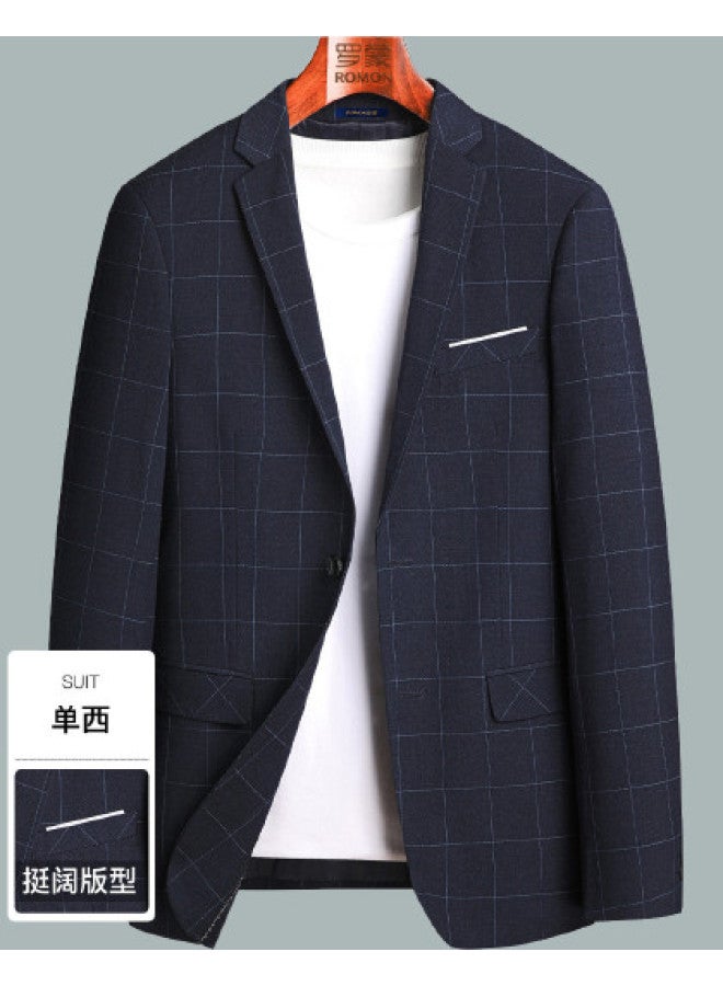 ROMON بليزر كاجوال ضيق بأزرار مفردة للرجال بتصميم مربعات عصرية - Image 1