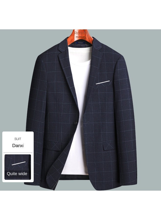 ROMON بليزر كاجوال ضيق بأزرار مفردة للرجال بتصميم مربعات عصرية - Image 2