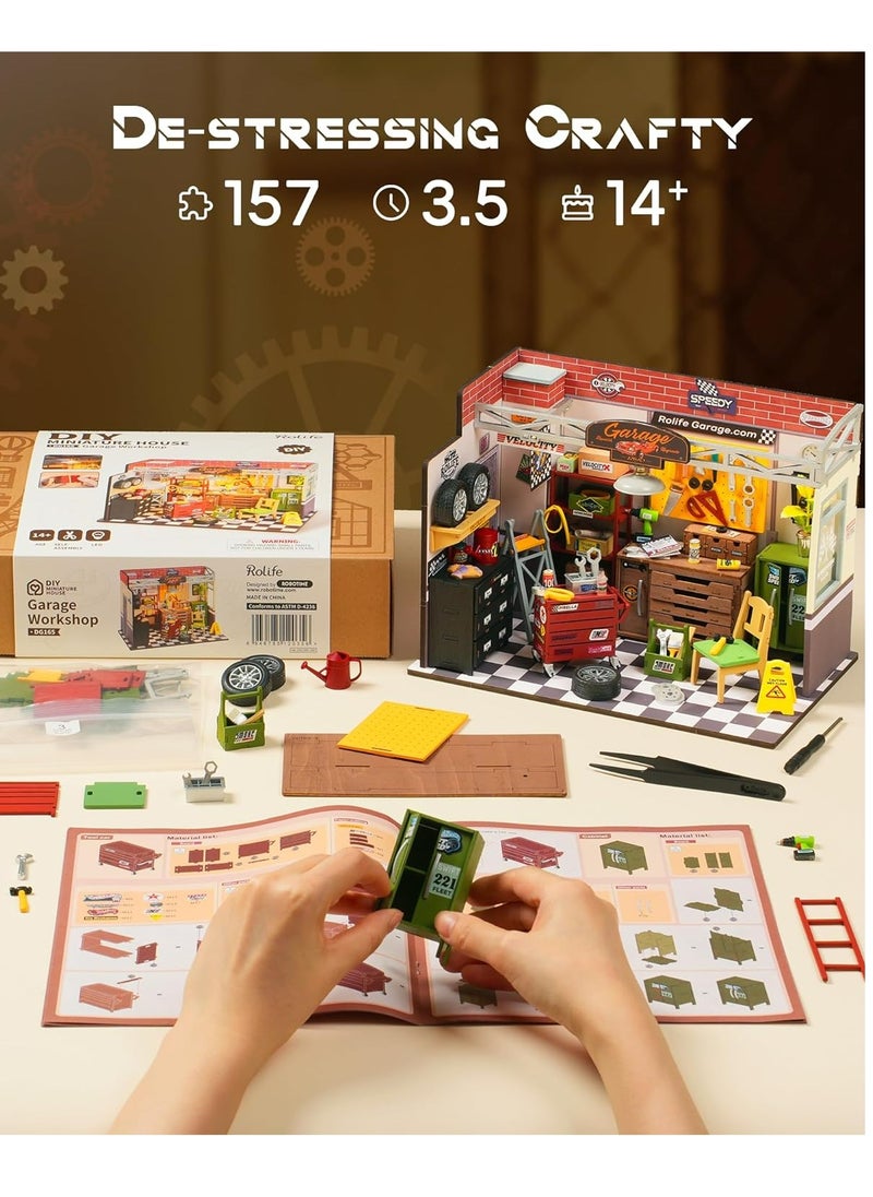 Robotime Rolife 3D Wooden Puzzle Garage Workshop DIY Miniature House Kit DG165Decorative DIY Crafts/Birthday Gifts/Home Decor For Girls&Boys Teens&Adults  - Image 4