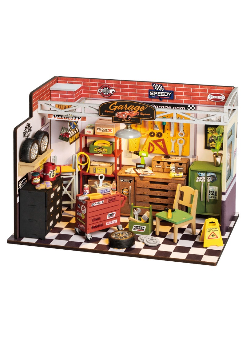 Robotime Rolife 3D Wooden Puzzle Garage Workshop DIY Miniature House Kit DG165Decorative DIY Crafts/Birthday Gifts/Home Decor For Girls&Boys Teens&Adults  - Image 1