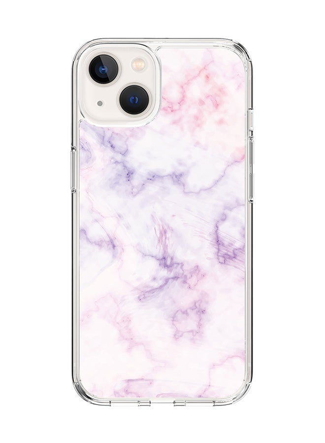 Classic Clear Case for Apple iPhone 14 Plus Case Hybrid Soft Cover Flexible Edges Anti Drop TPU PC Gel Thin Transparent Cover - Marble Print Cotton Candy