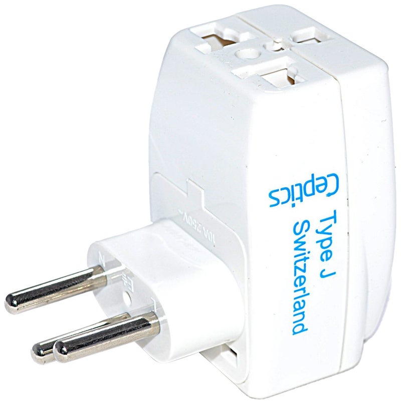 Ceptics 3 Outlet Travel Adapter Plug Type J for Switzerland - Image 1