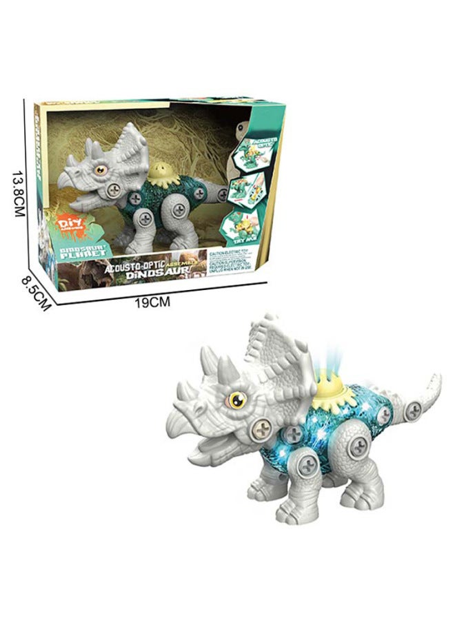 Children's Educational Disassembly Screw Medium Sound Light DIY Disassembly Sliding Dinosaur Toy-Color:HX222019-DIY Disassembly And Assembly Taxiing With Sound Light-Triceratops  - Image 1