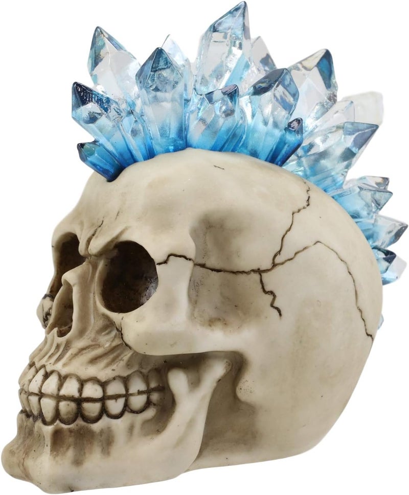 Ebros Gift Colorful LED Light Mohawk Crystal Hair Skull Figurine - Halloween Decor - Image 3