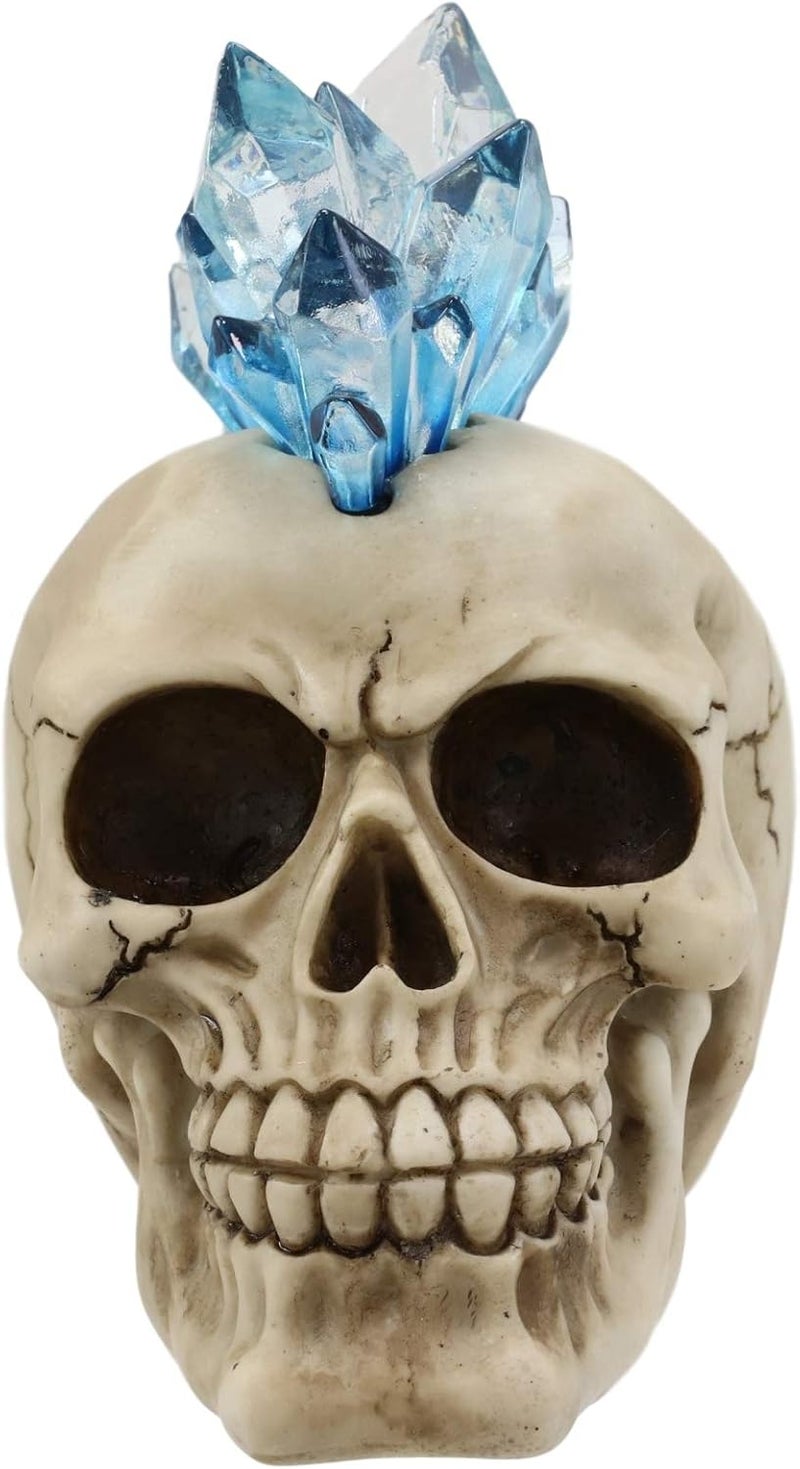 Ebros Gift Colorful LED Light Mohawk Crystal Hair Skull Figurine - Halloween Decor - Image 5
