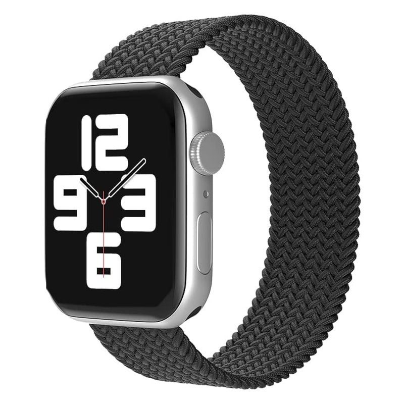 AC&L Braided Solo Band Compatible with Apple Watch 44mm Medium Strap with Plastic Connector, Black - Image 2