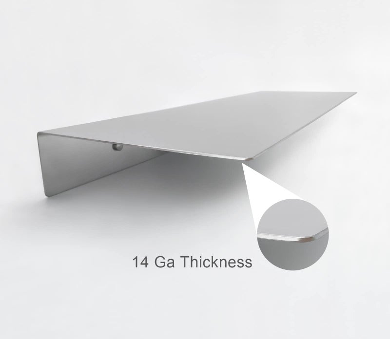 EADOT Brushed Nickel Stainless Steel Floating Shelves Wall Mounted Metal Shelf (24 inch x 8 inch) Heavy Duty Picture/Photo/Plant Display Ledge, Linear Floating Shelf Modern Farmhouse Shelf - Image 2