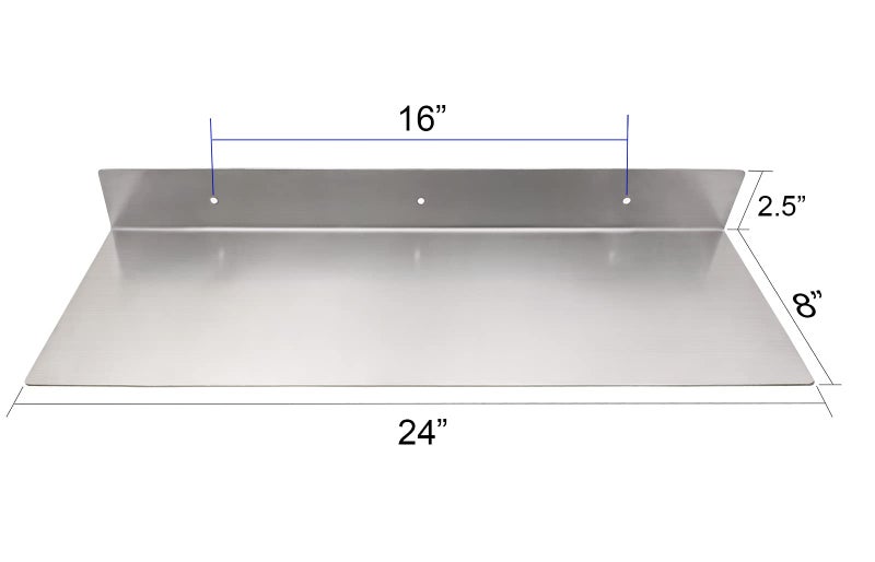 EADOT Brushed Nickel Stainless Steel Floating Shelves Wall Mounted Metal Shelf (24 inch x 8 inch) Heavy Duty Picture/Photo/Plant Display Ledge, Linear Floating Shelf Modern Farmhouse Shelf - Image 4