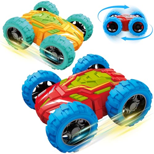 MSHALADE Toddlers Car Toys for 13 Toys Cars for Ages 24 DoubleSided Monster Truck Toys Stunt Push and Go Friction Cars 3 Year Old Boy Toys Toy Cars for 2 3 4 5 6 Year Old Boy Christmas Birthday Gift - Image 1