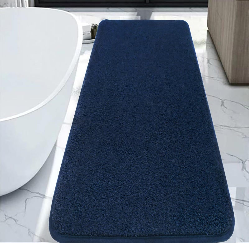 Rururug Bathroom Mat Soft Microfibre Bath Mat Bathroom Rug Large 120 x 50 cm NonSlip Washable Navy Blue
