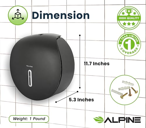 Alpine Commercial Toilet Paper Dispenser - Jumbo Toilet Paper Dispenser, Commercial Toilet Paper Holder Wall Mount, Industrial Toilet Paper Holder with Key (Gray) - Image 3