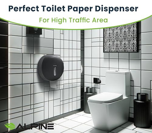 Alpine Commercial Toilet Paper Dispenser - Jumbo Toilet Paper Dispenser, Commercial Toilet Paper Holder Wall Mount, Industrial Toilet Paper Holder with Key (Gray) - Image 2