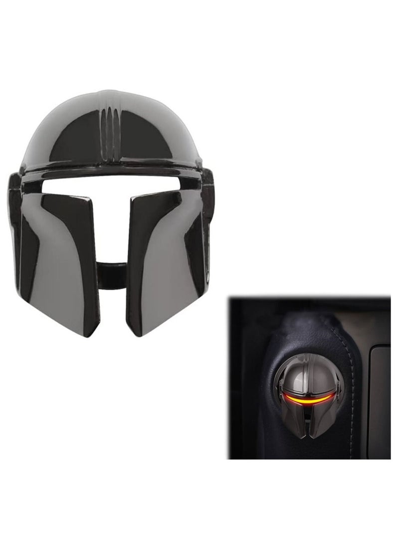 SYOSI Push to Start bu tton Cover for Mando The Mandalorian Star Wars, Car Ignition bu tton Cover, 3D Cool Car Interior Start and Stop bu tton Decoration Ring, Anti Scratch Car bu tton Ring Titanium Black - Image 1