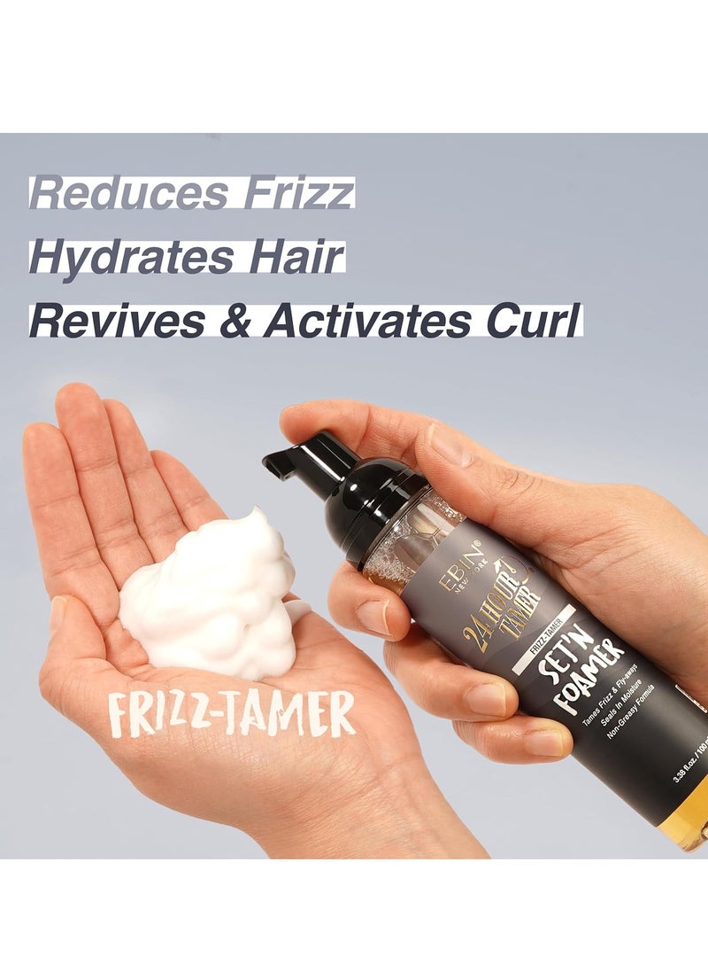 EBIN NEW YORK EBIN NEW YORK 24 Hour Tamer Set'n Foamer Frizz-Tamer 3.38oz/ 100ml - Tames Frizz & Fly-aways, Provides Moisture, Non Greasy Formula with Lightweight Texture, Soft Finish and Enhance Shine  - Image 3